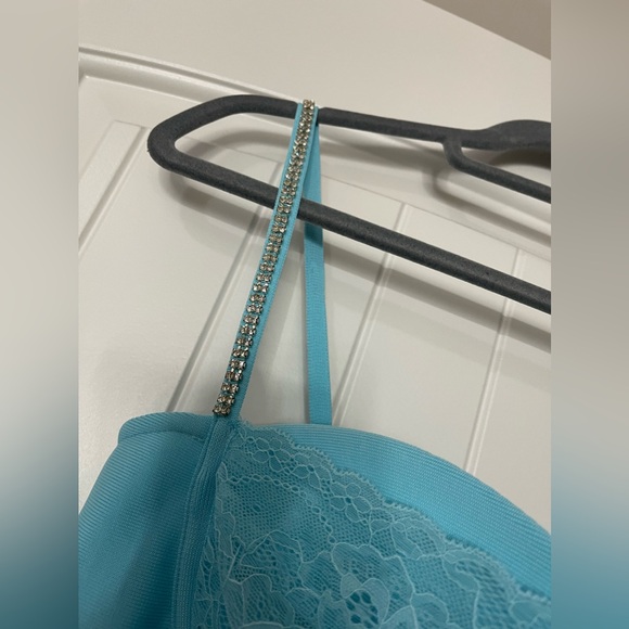 Fashion Nova Blue Bandage Dress with Lace Detail - Picture 7 of 8